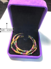 Watermelon Natural  Tourmaline  Multi-loop bracelet ( 4.5mm/5mm/6mm) + Gift box