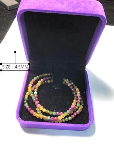 Watermelon Natural  Tourmaline  Multi-loop bracelet ( 4.5mm/5mm/6mm) + Gift box