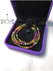 Watermelon Natural  Tourmaline  Multi-loop bracelet ( 4.5mm/5mm/6mm) + Gift box