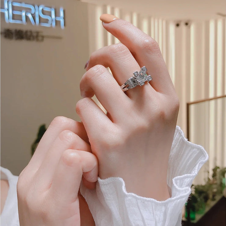 【#12】   (Eiffel Tower） 925 Sterling Silver Moissanite rings