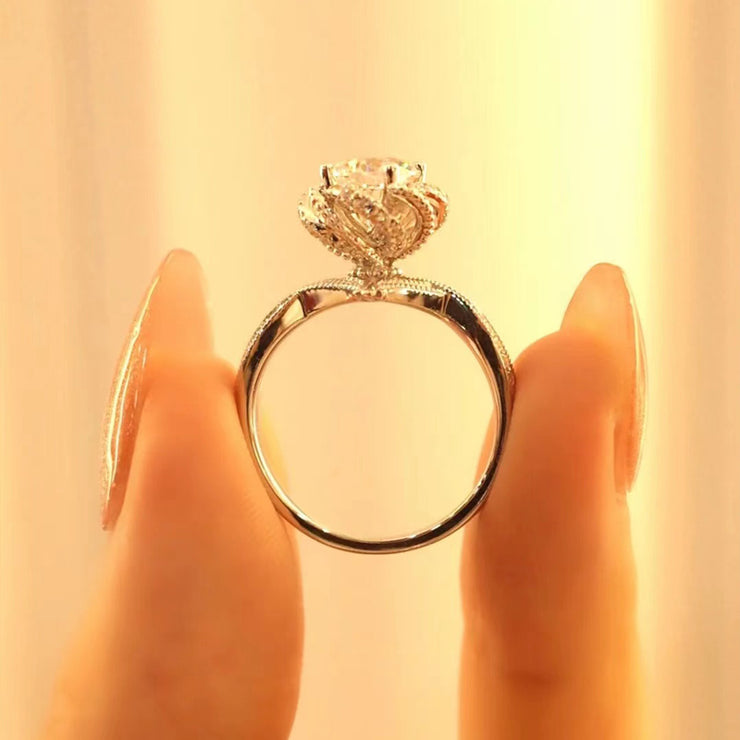 【#13】   (Rose Fountain） 925 Sterling Silver Moissanite rings