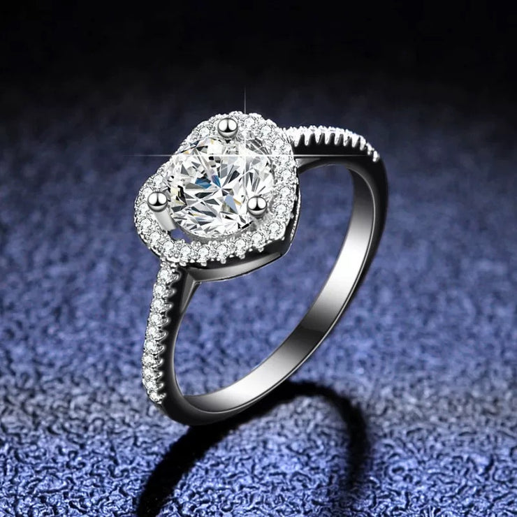 【#27】   ( Heart ） 925 Sterling Silver Moissanite rings